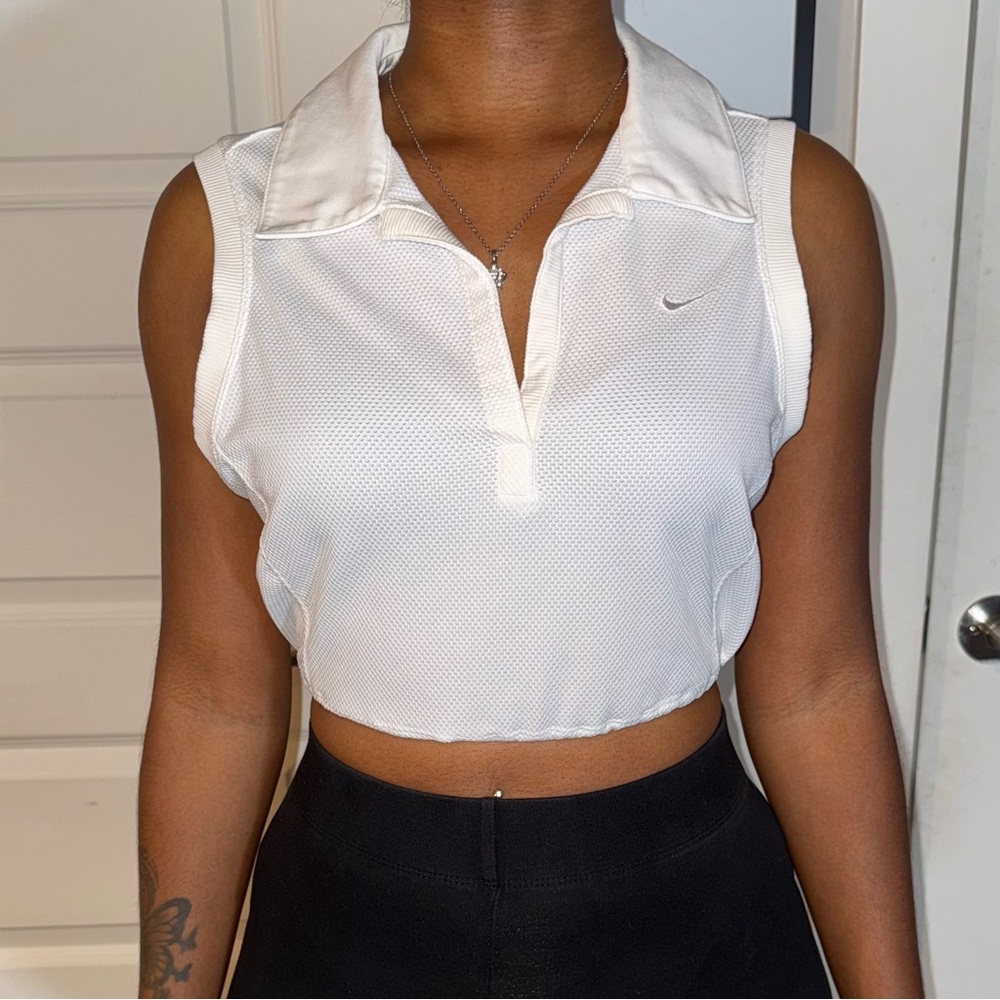 Reworked Nike White Collared Golf Sleeveless Tank